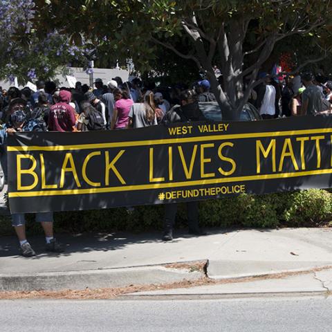 Banner of West Valley Black Lives Matter with #DEFUNDTHE POLICE