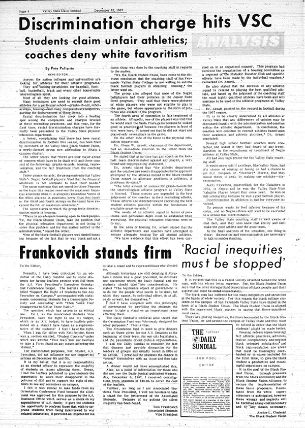 Daily Sundial, December 12, 1967, page 4 (follow link to transcript)