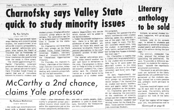 Daily Sundial, April 26, 1969, page 4 (follow link to transcript)