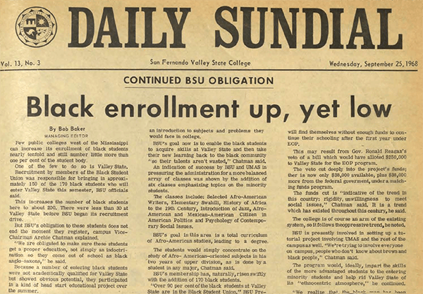 Daily Sundial, September 25, 1968, page 1 (follow link to transcript)