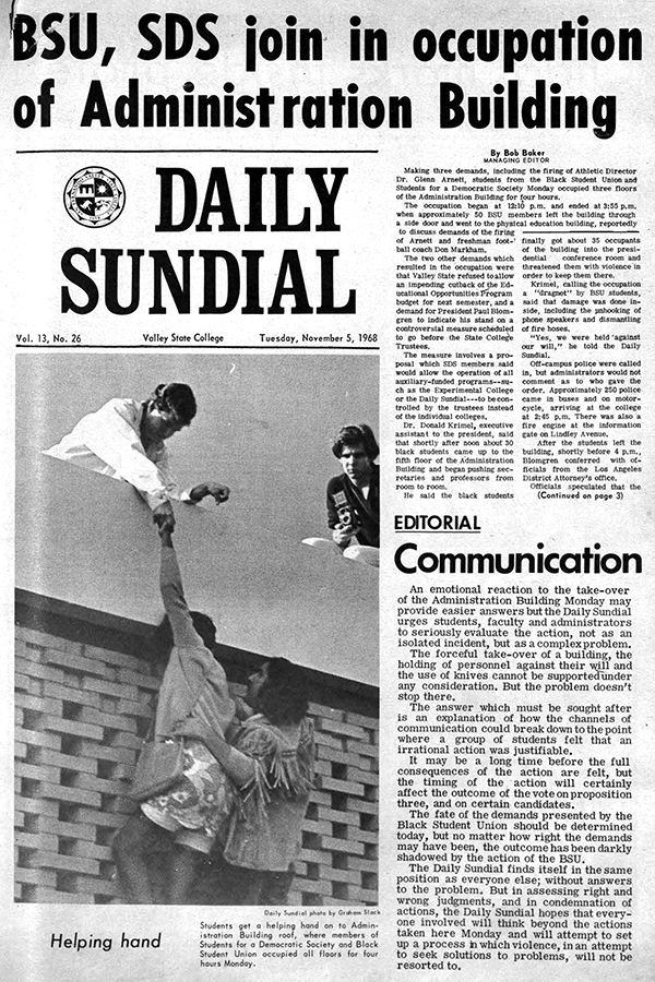 Daily Sundial, November 5, 1968 page 1 (follow link to transcript)