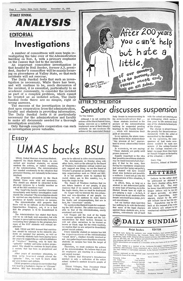 Daily Sundial, November 14, 1968, page 2 (follow link to transcript)