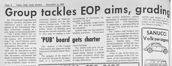 Daily Sundial, December 4, 1968, page 4 (follow link to transcript)