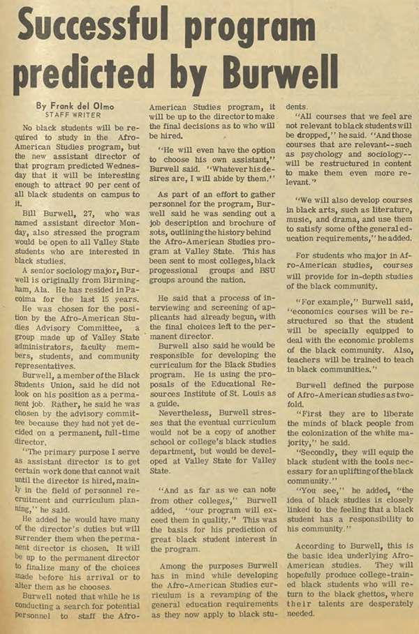Daily Sundial, March 6, 1969, page 3 (follow link to transcript)