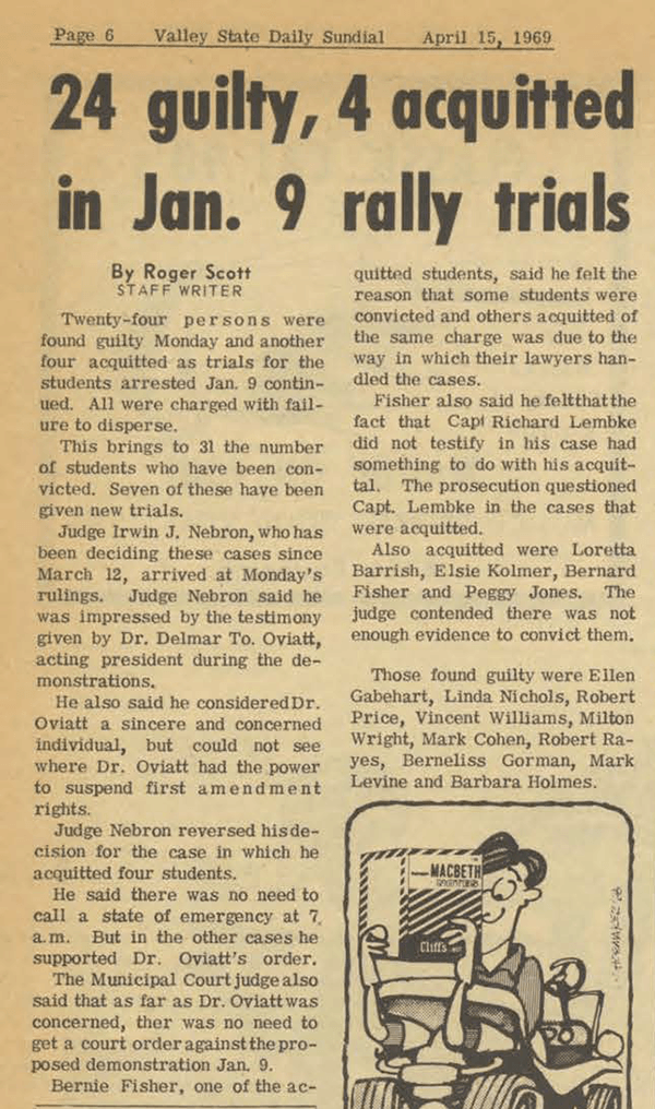 Daily Sundial, April 15, 1969, page 6 (follow link to transcript)