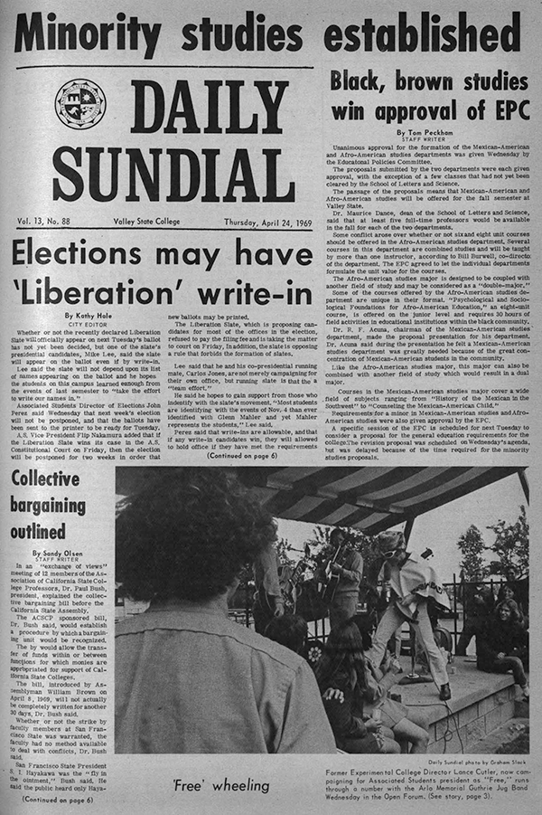 Daily Sundial, April 24, 1969, page 1 (follow link to transcript)