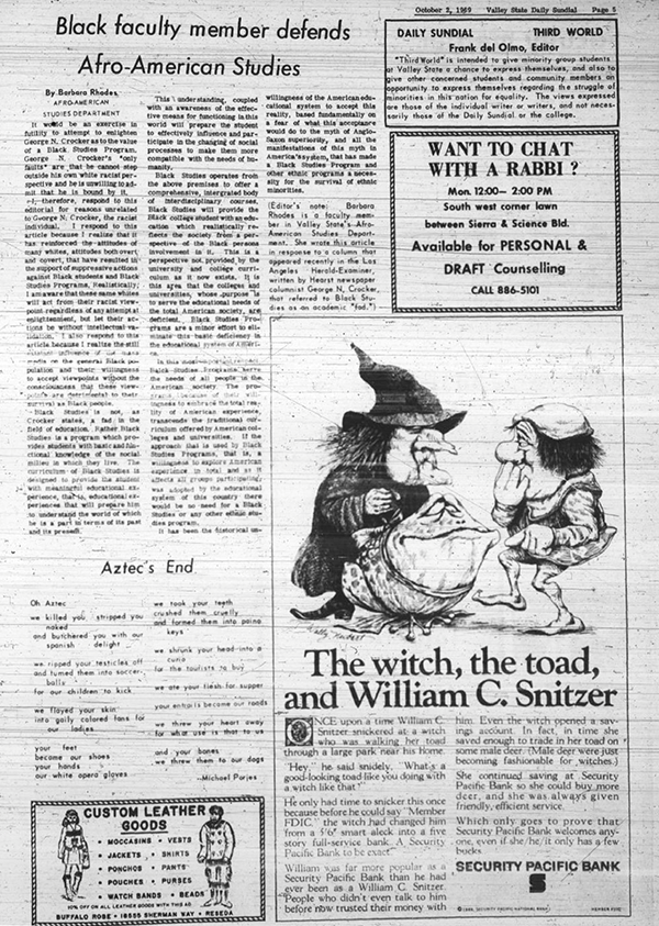 Daily Sundial, October 2, 1969, page 5 (follow link to transcript)
