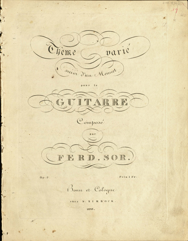 Page from Thême varié suivi d'un menuet, op. 3