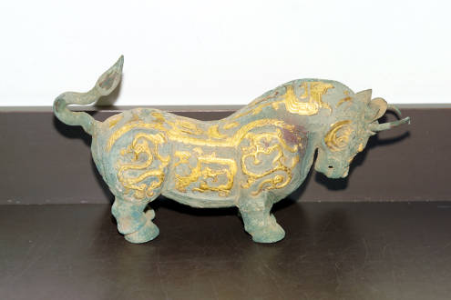 Bronze bull with gilding