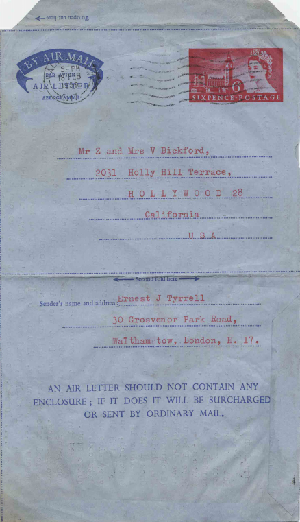 Letter from Ernie Tyrrell to Vahdah and Zarh Bickford, February 17, 1959